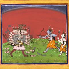Battle Between Rama and Ravana, Folio from a Series Illustrating the Ramayana