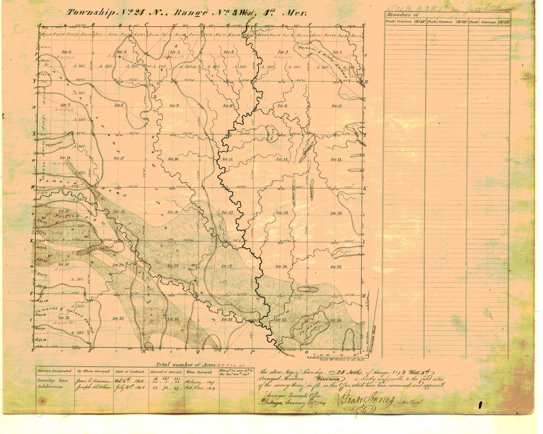 [Public Land Survey System map: Wisconsin Township 24 North, Range 03 West]