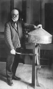 Stephen Babcock with churning device