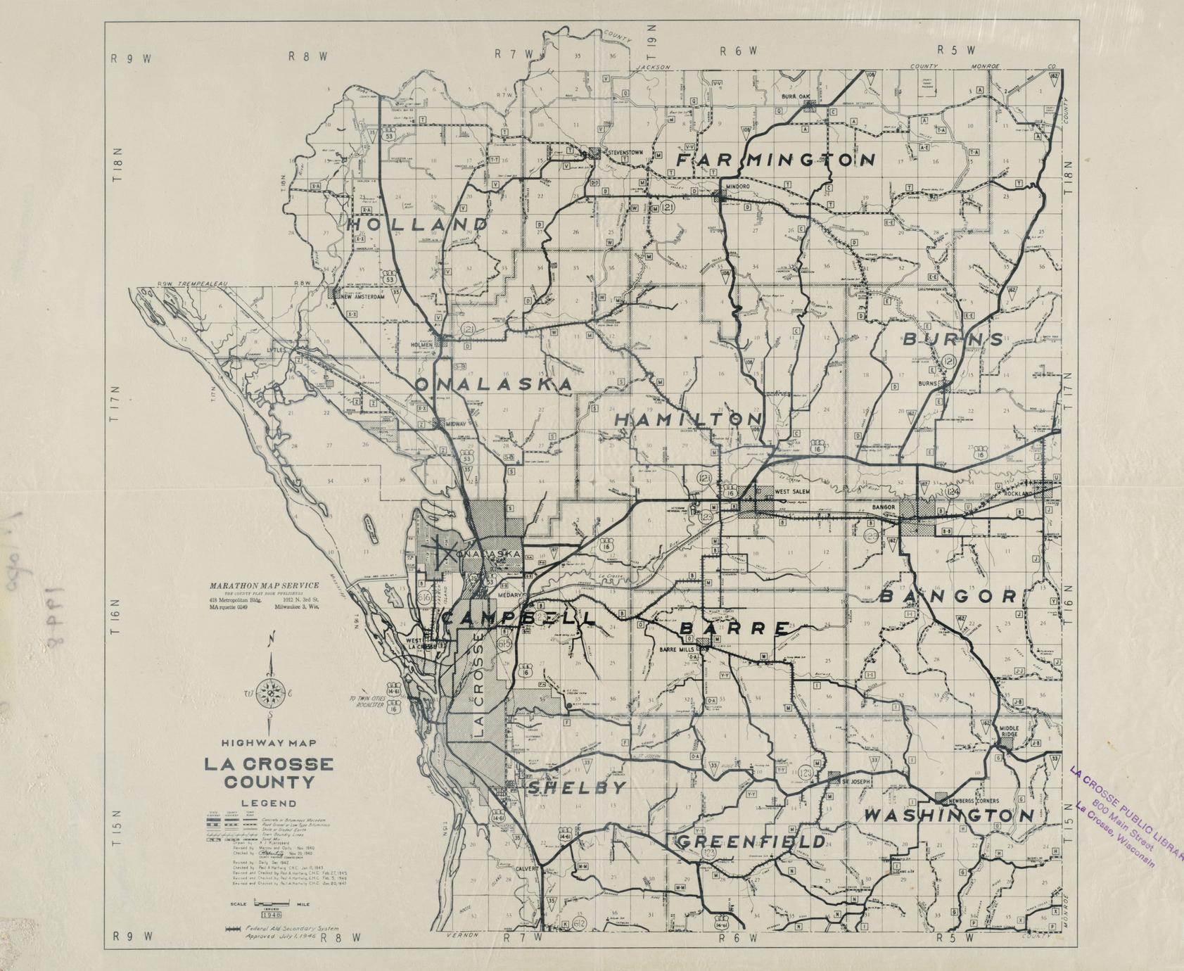 Highway map, La Crosse County