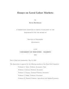 Essays on Local Labor Markets