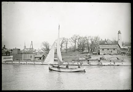 Harbor, sailing fish boat
