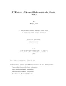 PDE study of Nonequilibrium states in Kinetic theory