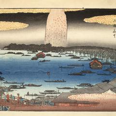 Fireworks at Ryogoku, from the series Famous Places of Edo