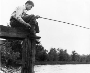 Carl fishing at Chapman Lake Bridge