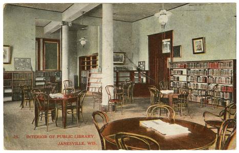 Janesville Public Library interior, 1900