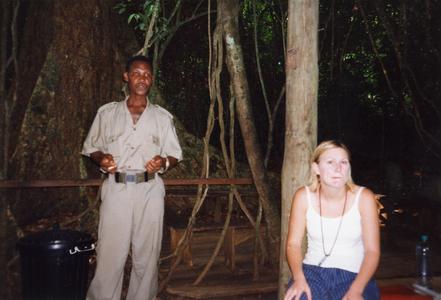 Woman and man under trees in Kakum National Park