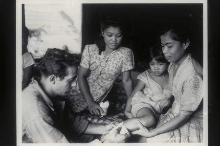 U.S. medic treats a Filipino child, 1944