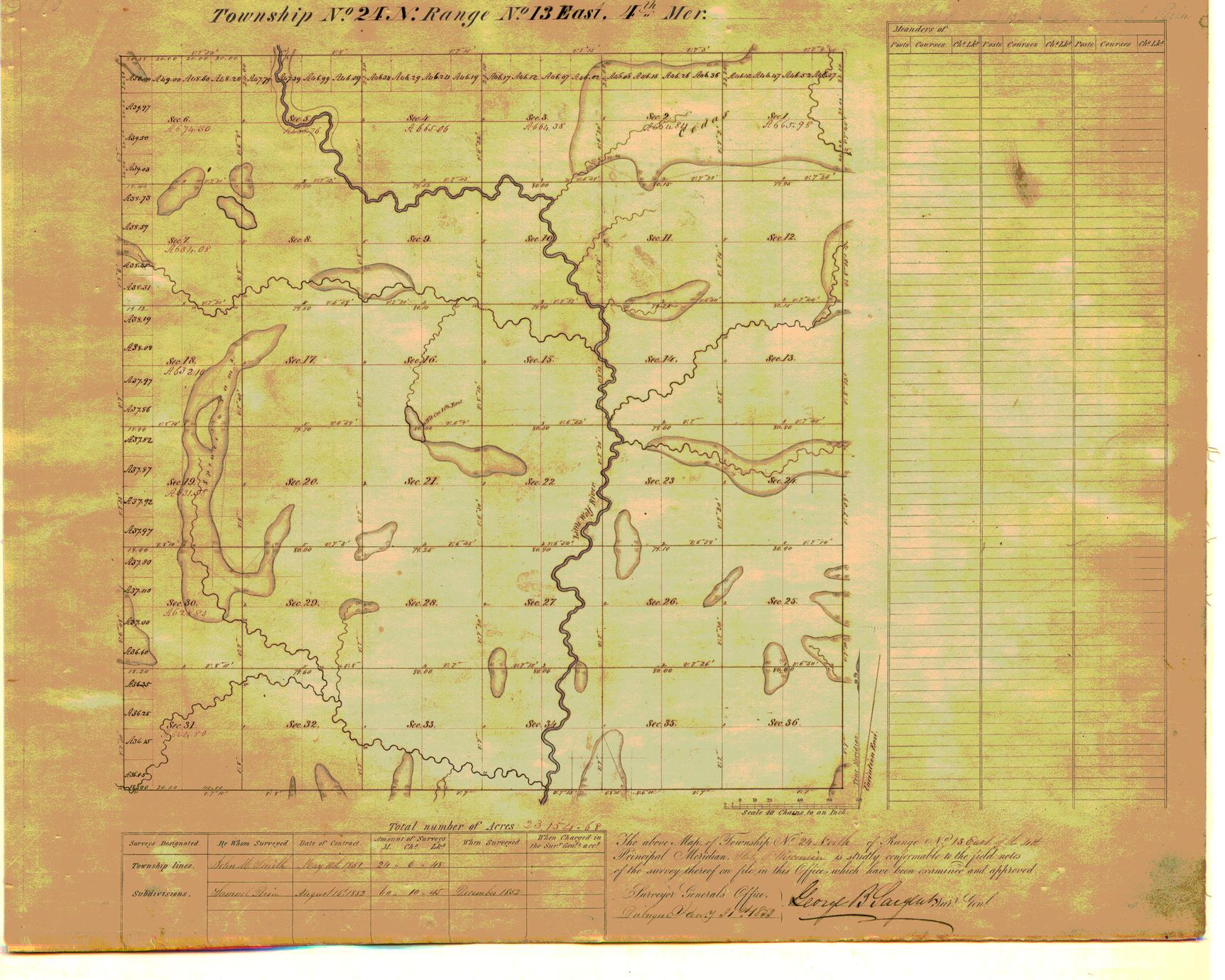 [Public Land Survey System map: Wisconsin Township 24 North, Range 13 East]