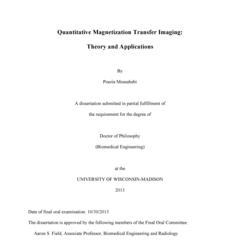 Quantitative Magnetization Transfer Imaging: Theory and Applications