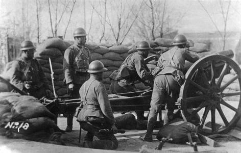A Japanese artillery unit in position.