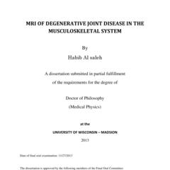 MRI OF DEGENERATIVE JOINT DISEASE IN THE MUSCULOSKELETAL SYSTEM