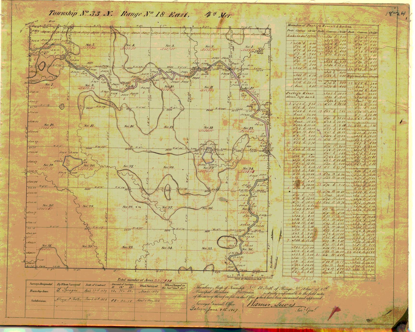 [Public Land Survey System map: Wisconsin Township 33 North, Range 18 East]