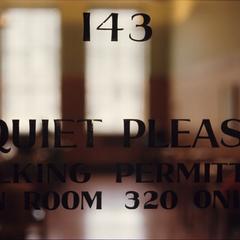Quiet sign on library door