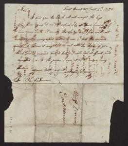 Letter from Elijah Simons, 1821