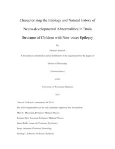 Characterizing the Etiology and Natural history of Neuro-developmental Abnormalities in Brain Structure of Children with New-onset Epilepsy