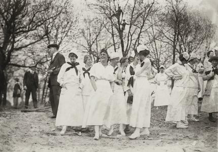 Female nurses at a sham battle