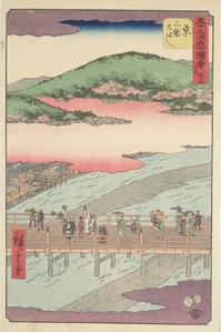 The Great Sanjo Bridge of Kyoto, no. 55 from the series Pictures of the Famous Places on the Fifty-three Stations (Vertical Tokaido)