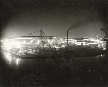 Manitowoc shipyards at night, World War II
