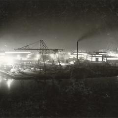 Manitowoc shipyards at night, World War II