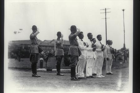 MacArthur with Quezon, Osmena and Roxas, 1928