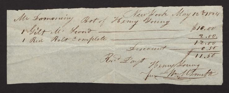 Bill from Henry Young, New York, May 12, 1824