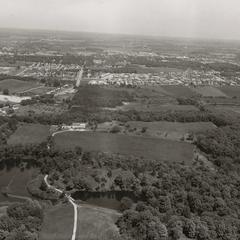 Ariel shot of campus site before construction