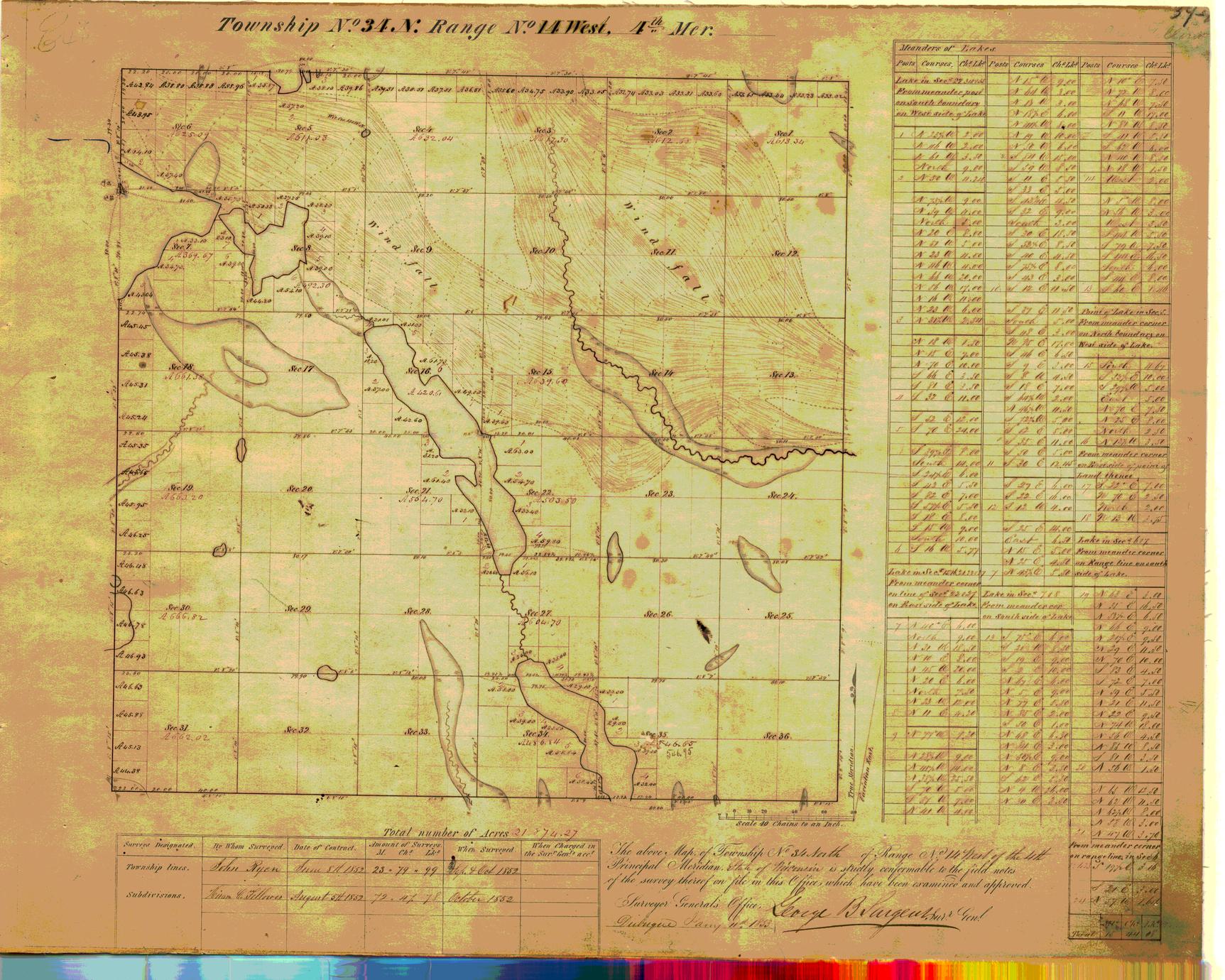[Public Land Survey System map: Wisconsin Township 34 North, Range 14 West]