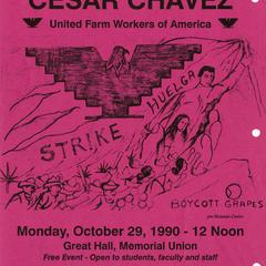 Poster for lecture by Cesar Chavez