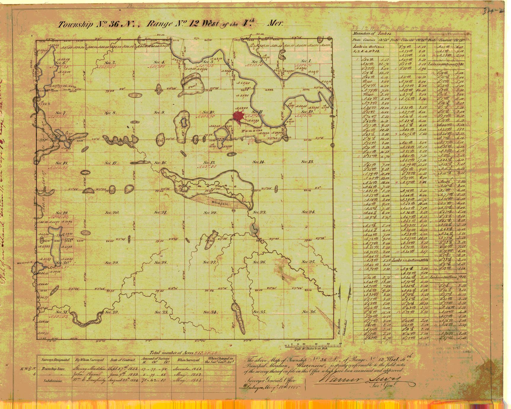 [Public Land Survey System map: Wisconsin Township 36 North, Range 12 West]