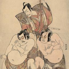 The Actors Ichikawa Danjuro V, Nakamura Sukegoro II and Sakata Hangoro II as a Referee and Two Wrestlers