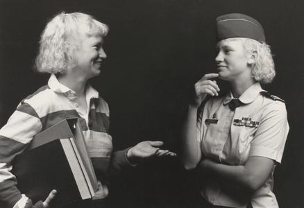 Female ROTC officer and student