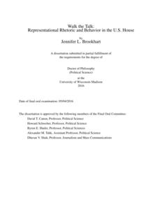 Walk the Talk: Representational Rhetoric and Behavior in the U.S. House