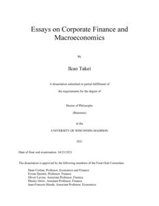 Essays on Corporate Finance and Macroeconomics