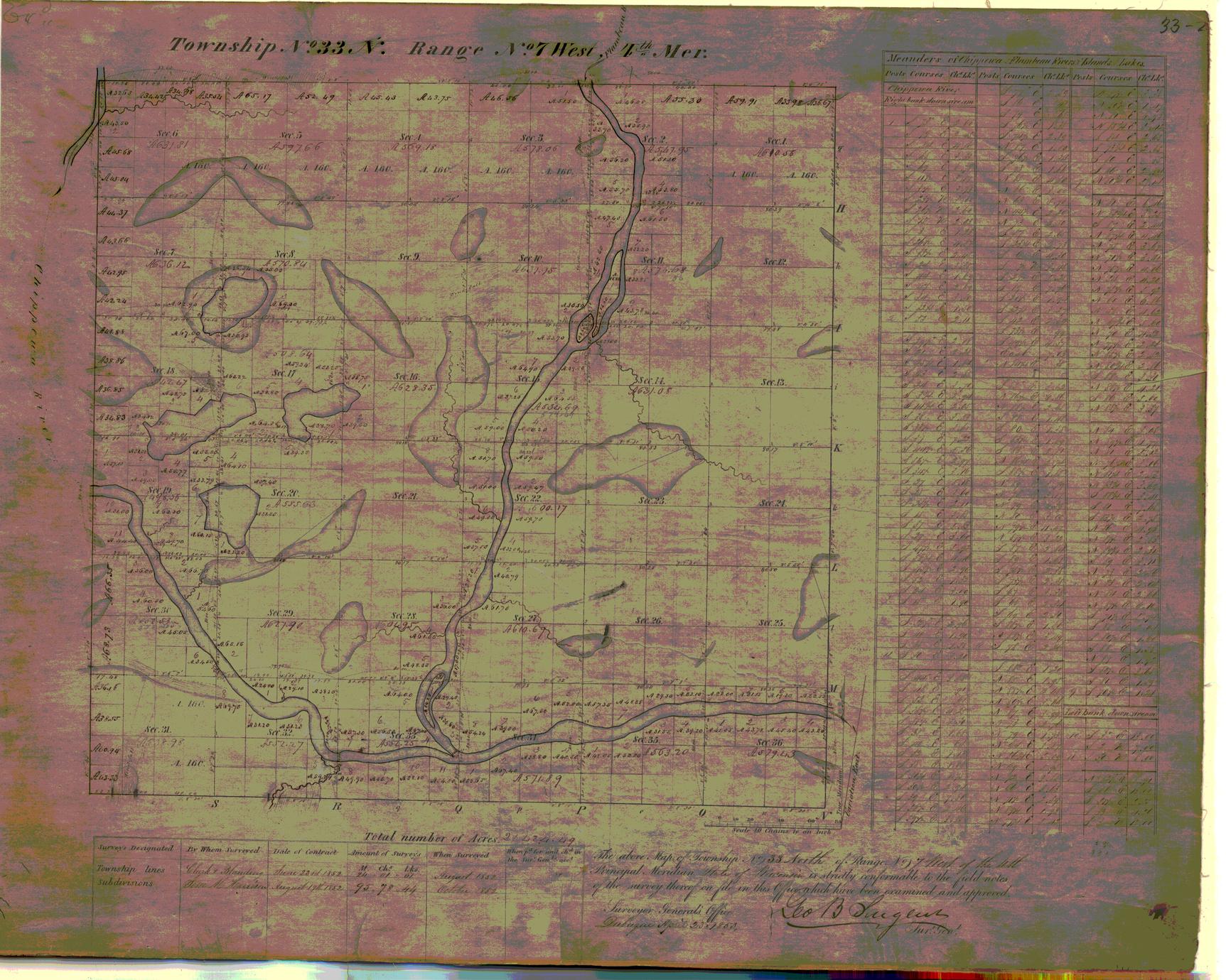 [Public Land Survey System map: Wisconsin Township 33 North, Range 07 West]