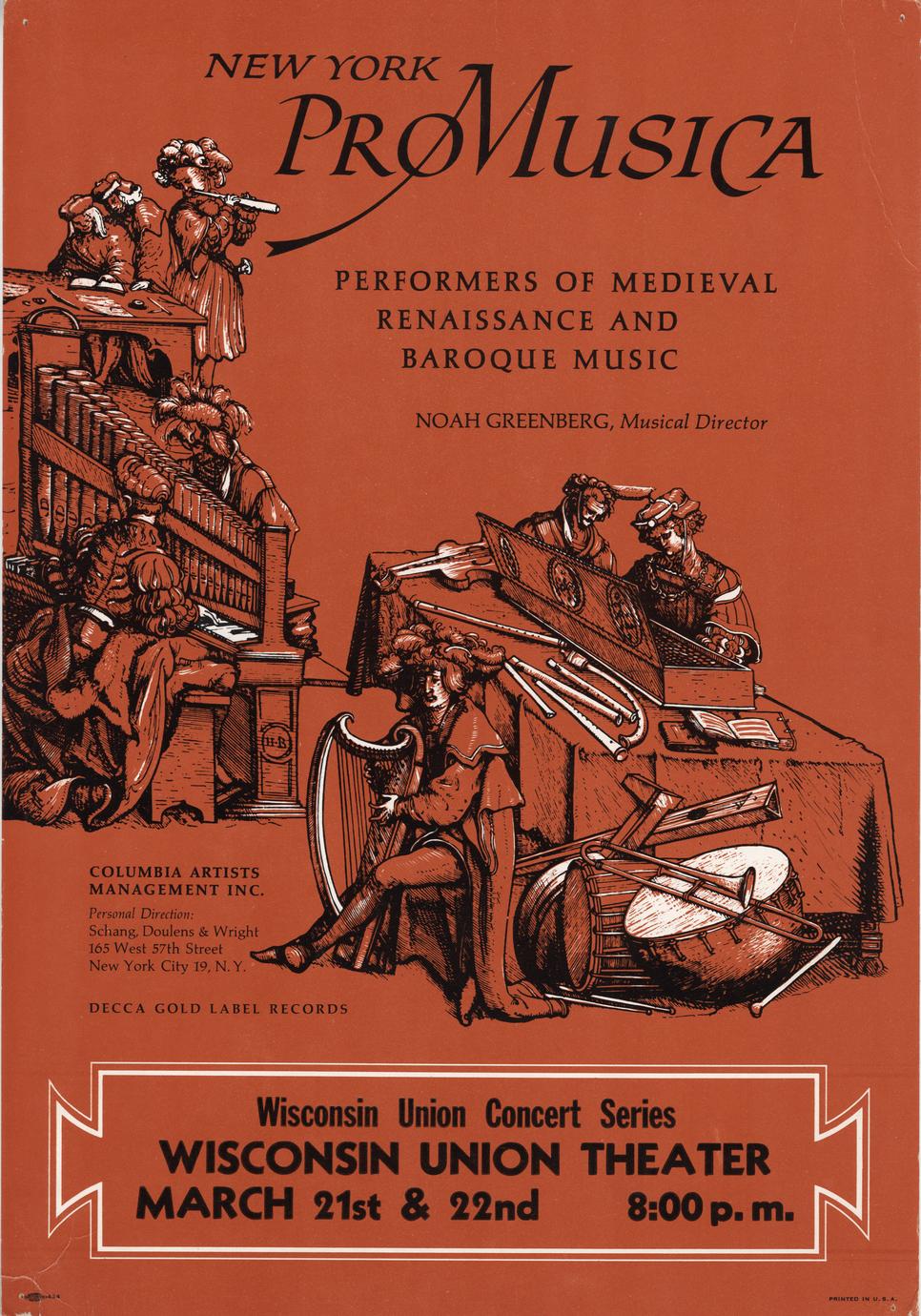 New York Pro Musica concert poster - UWDC - UW-Madison Libraries