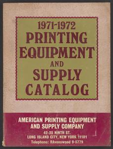 1971-1972 Printing equipment and supply catalog