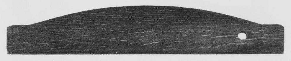 Black and white photograph of a curved slat pattern.