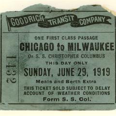 Ticket stub for first class passage on the Christopher Columbus