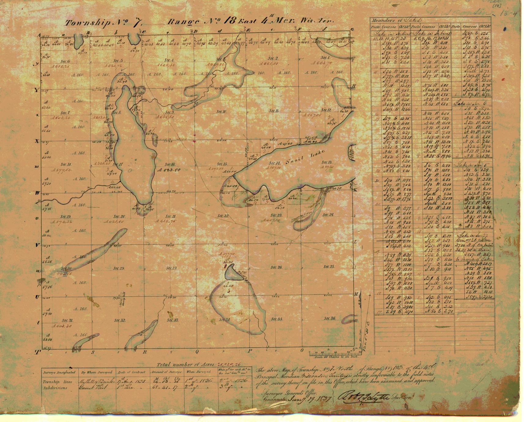 [Public Land Survey System map: Wisconsin Township 07 North, Range 18 East]