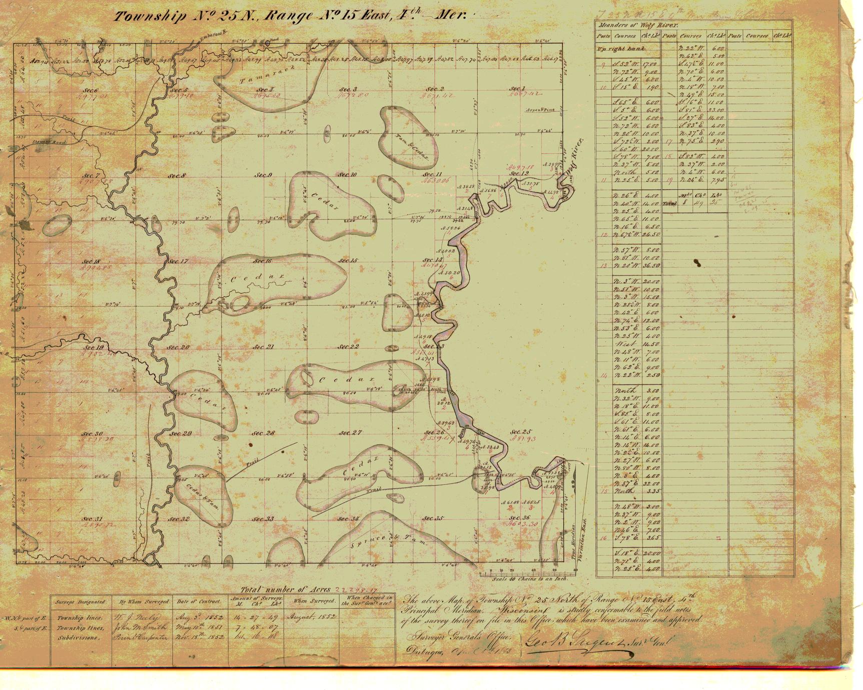 [Public Land Survey System map: Wisconsin Township 25 North, Range 15 East]