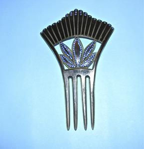 Blue rhinestone decorated comb