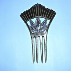 Blue rhinestone decorated comb