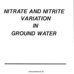 Nitrate and nitrite variation in ground water