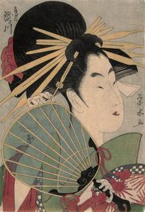 The Courtesan Takigawa of the Ogi Establishment, from a series of bust portraits of courtesans