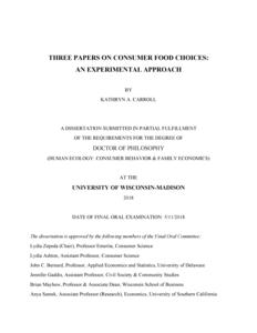 Three Papers on Consumer Food Choices: An Experimental Approach