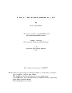 Plant Accumulation of Pharmaceuticals