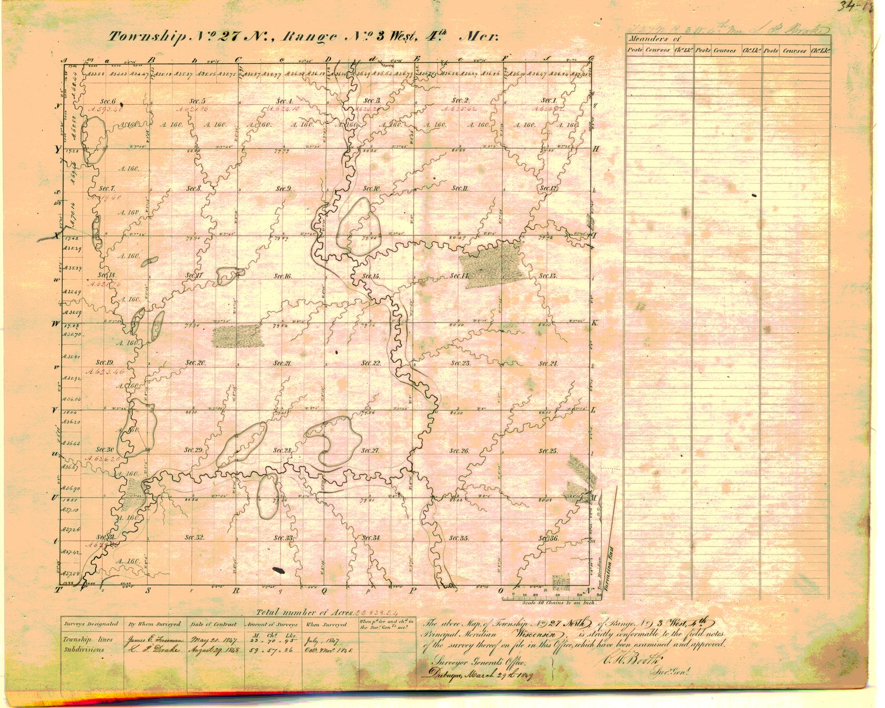 [Public Land Survey System map: Wisconsin Township 27 North, Range 03 West]