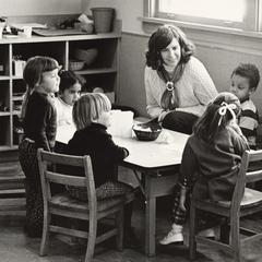 Preschool Lab children around a table