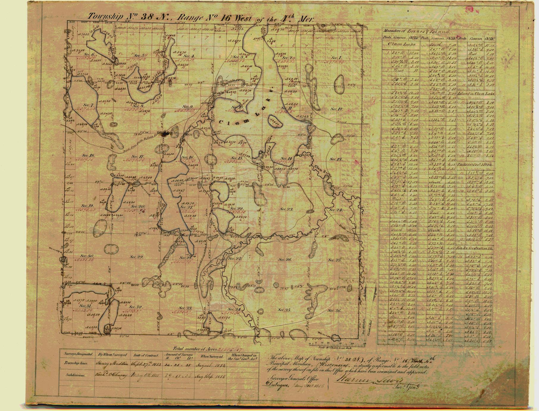 [Public Land Survey System map: Wisconsin Township 38 North, Range 16 West]